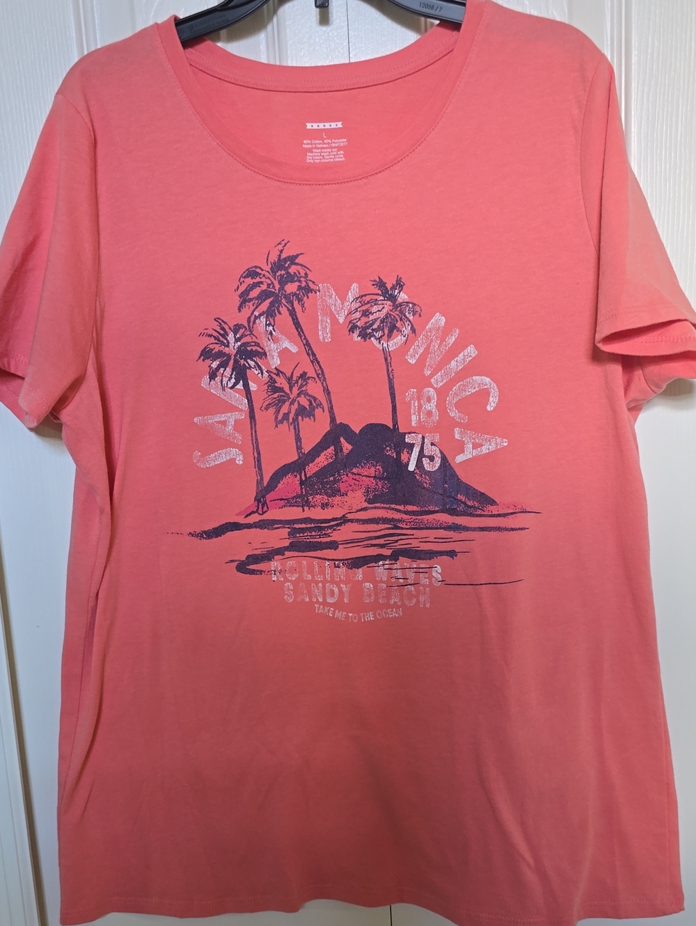 Salmon Pink Graphic Palm Tree Tee